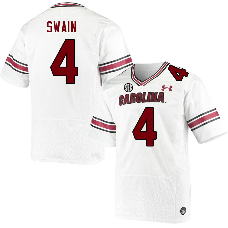 Men #4 Vicari Swain South Carolina Gamecocks College Football Jerseys Stitched-White